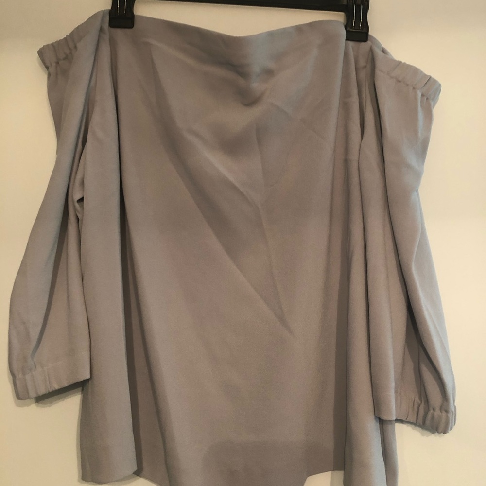 Chico’s Black Label Off shoulder Grey Blouse